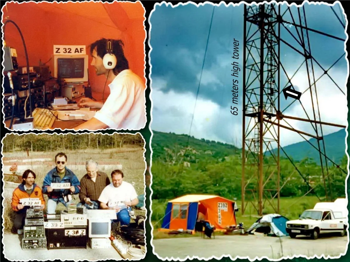 Ohrid 1998 contest — the 65m antenna towers